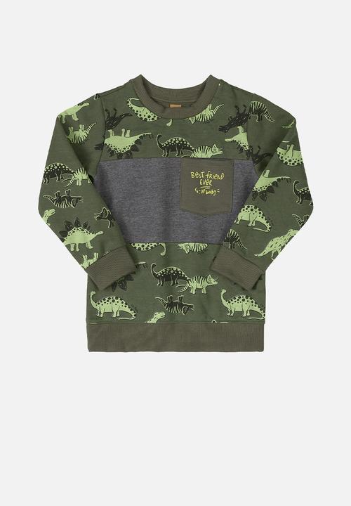 UP Baby - Boys dino sweatshirt & sweatpants set - green