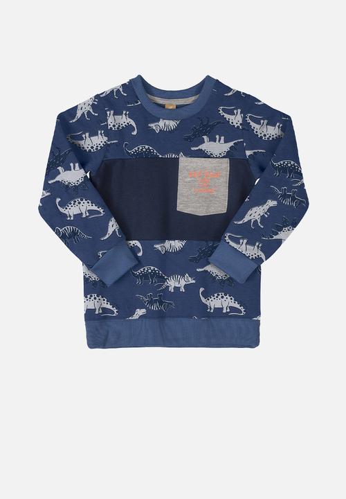 UP Baby - Boys dino sweatshirt & sweatpants set - blue