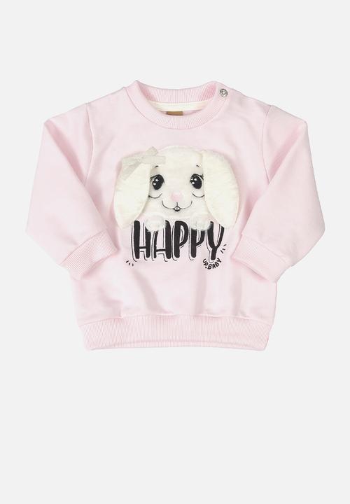 UP Baby - Girls printed sweatshirts & pants set - pink