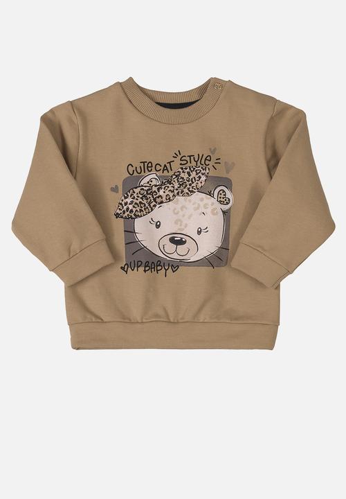 UP Baby - Girls sweatshirt and ribbed pants set - light brown