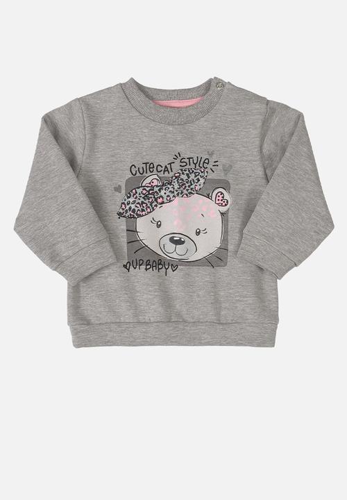 UP Baby - Girls sweatshirt and ribbed pants set - grey