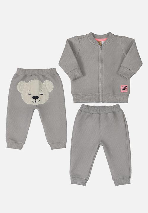 UP Baby - Girls quilted jacket & pants set - grey