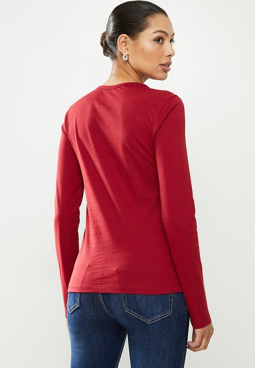 POLO - Relaxed long sleeve mirror tee - red