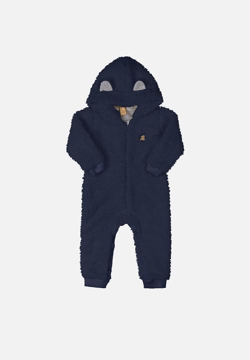 UP Baby - Boys faux fur onesie - dark blue