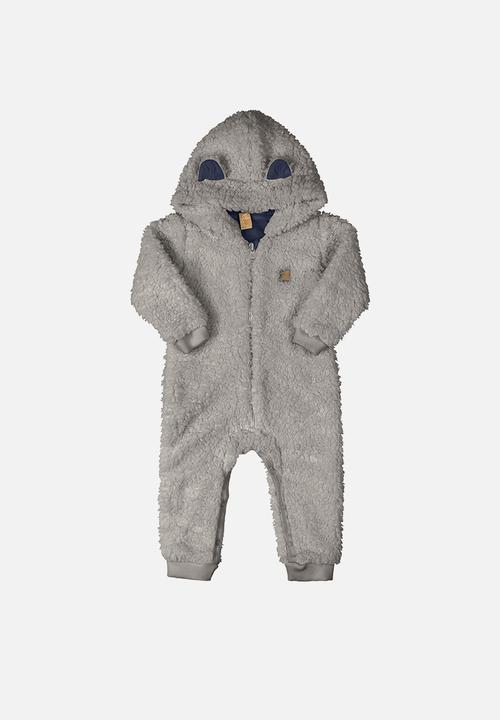 UP Baby - Boys faux fur onesie - grey