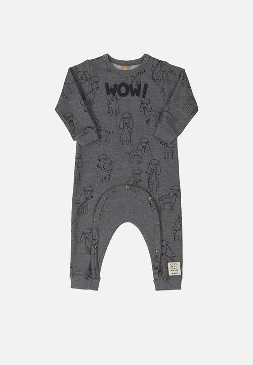 UP Baby - Boys wow romper - grey