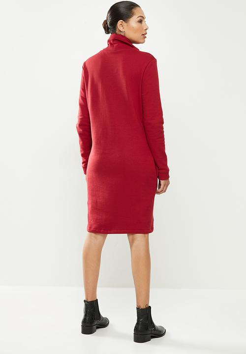 POLO - Dani high neck lounge dress - red