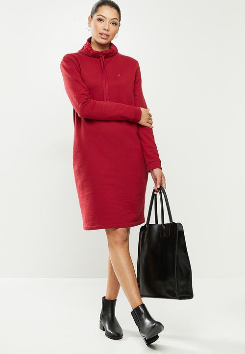 POLO - Dani high neck lounge dress - red