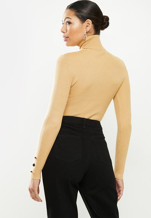 Missguided - Roll neck bodysuit - camel