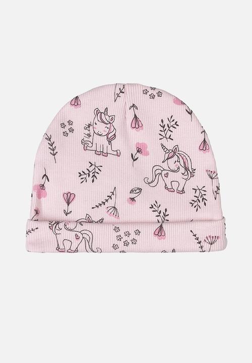 UP Baby - Girls bodysuit, printed pants & beanie set - white