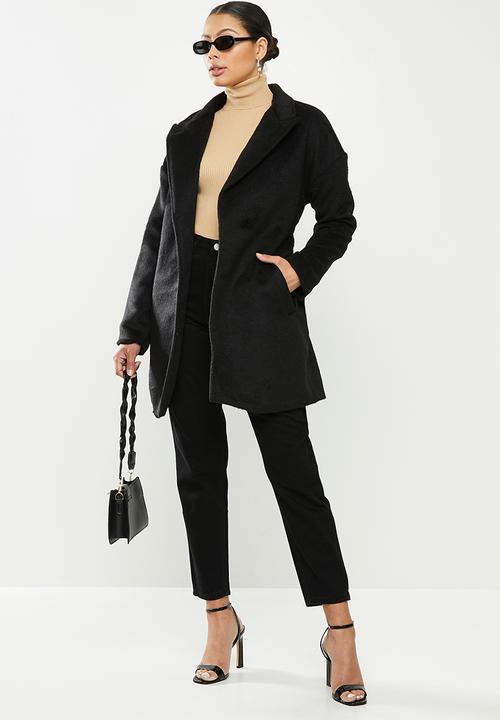 Missguided - Drop shoulder belted crop formal - black