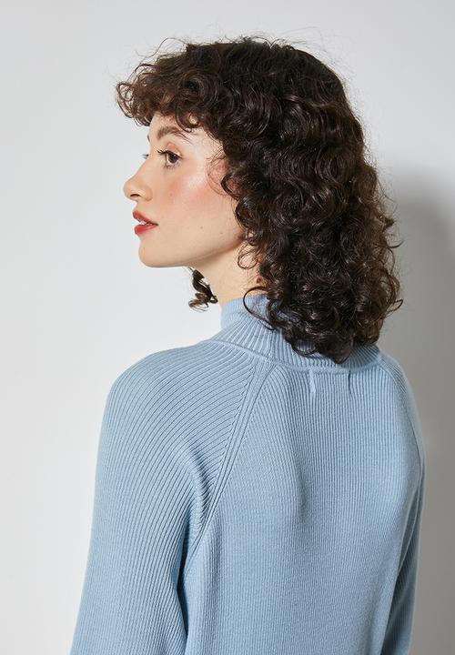 Superbalist - Organic cotton poloneck knitwear dress - light blue