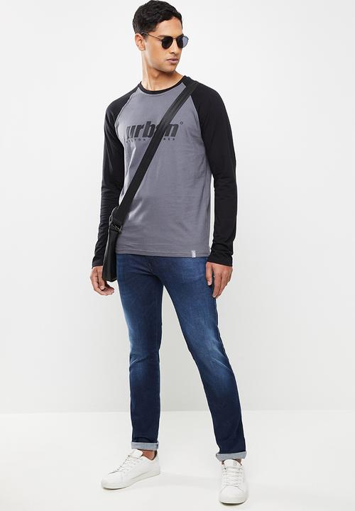 urban° - Mens urban long sleeve Raglan T-shirt - grey