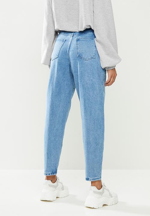 Missguided - Wide leg tapered seam detail jean - blue