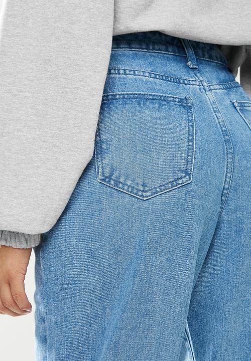 Missguided - Wide leg tapered seam detail jean - blue