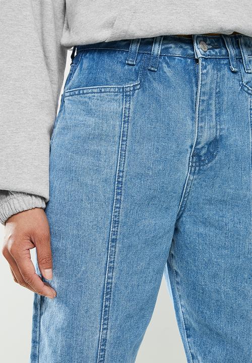 Missguided - Wide leg tapered seam detail jean - blue
