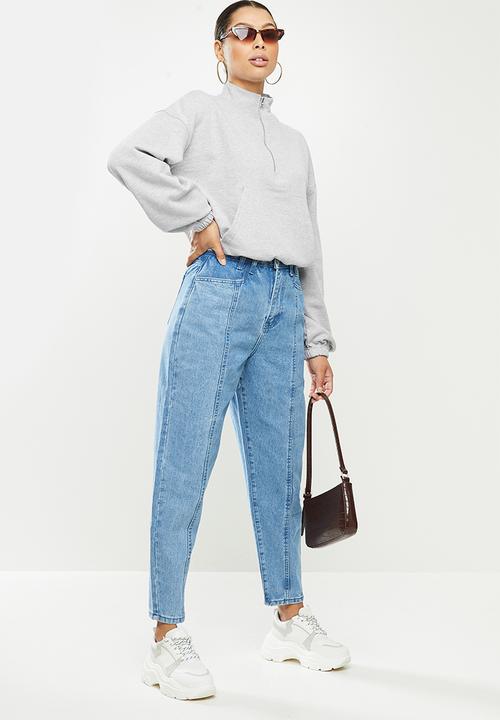 Missguided - Wide leg tapered seam detail jean - blue