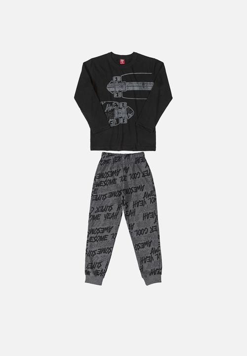 Bee Loop - Boys single jersey tee & sweatpants set - black