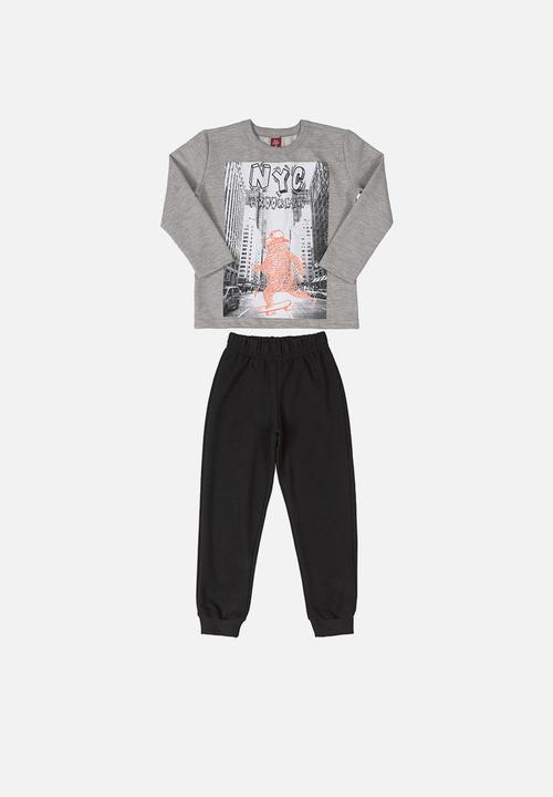Bee Loop - Boys printed sweatshirt & sweatpants set - grey