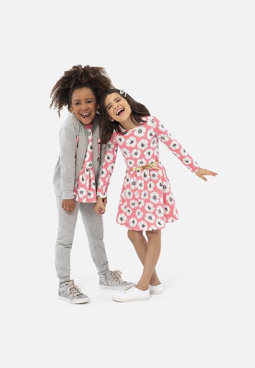 Bee Loop - Girls floral top & leggings set - pink