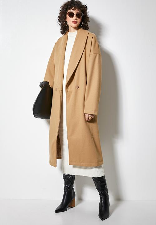 Superbalist - Roll collar coat - camel