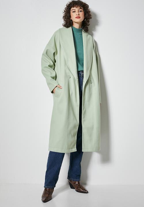 Superbalist - Roll collar coat - sage