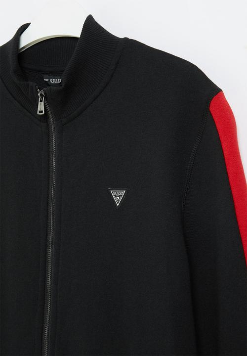 GUESS - Side stripe zip through top - black
