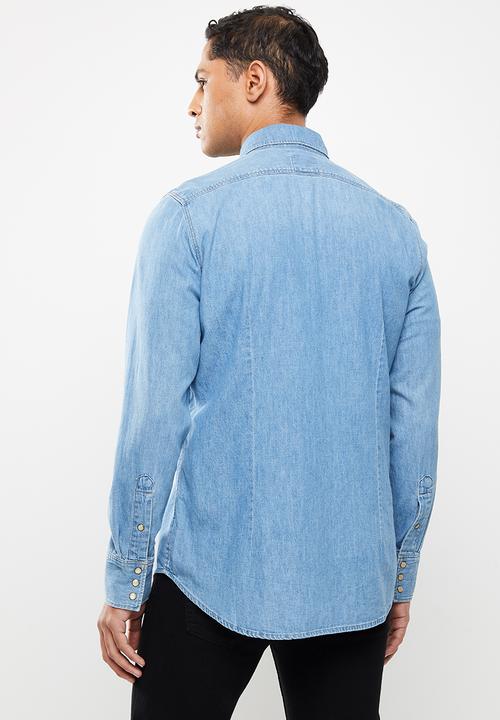 G-STAR - 3301 slim fit long sleeve shirt - blue
