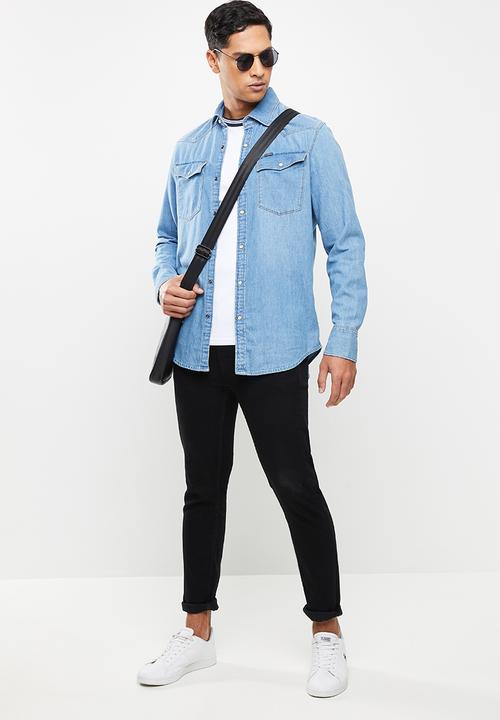G-STAR - 3301 slim fit long sleeve shirt - blue