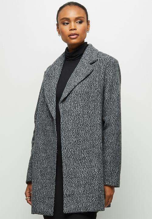 edit - A-line boucle coat - grey