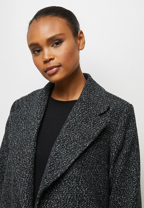 edit - A-line boucle coat - dark grey 