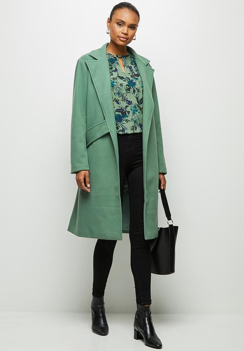 edit - Tie detail long coat - green