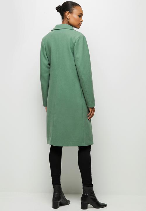 edit - Tie detail long coat - green