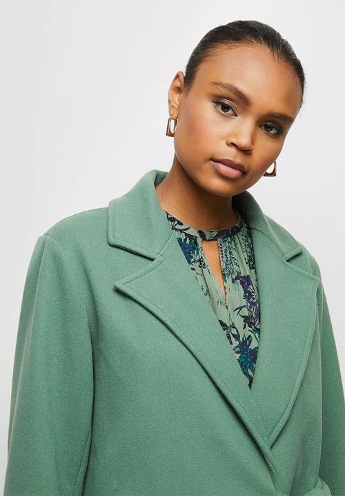 edit - Tie detail long coat - green