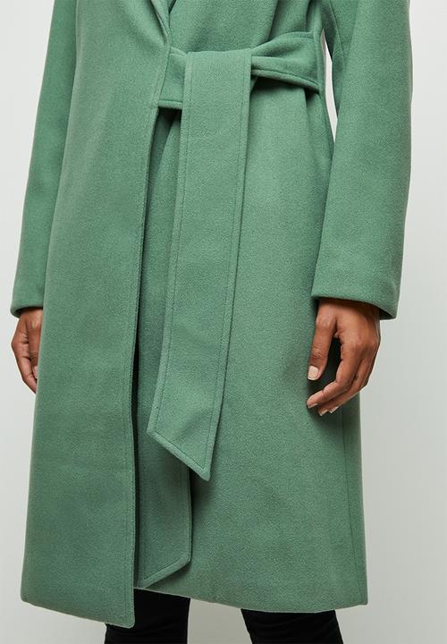 edit - Tie detail long coat - green