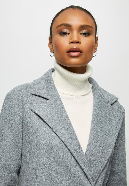 edit - Tie detail long coat - grey 