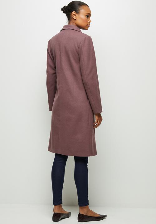 edit - Tie detail long coat - light burgundy 