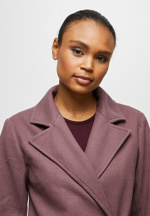 edit - Tie detail long coat - light burgundy 