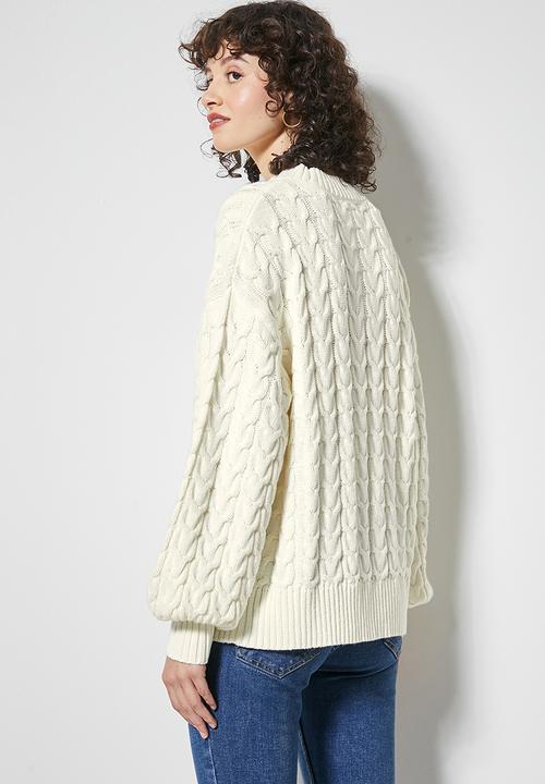 Superbalist - Cotton blend cable jumper - ice melange