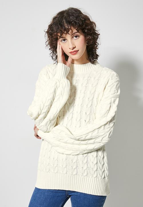 Superbalist - Cotton blend cable jumper - ice melange