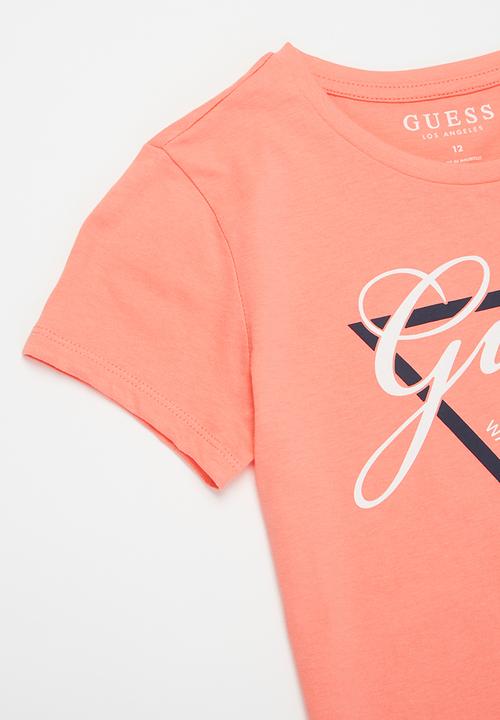 GUESS - Girls short sleeve script tri tee - pink