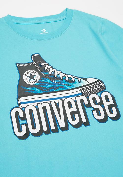 Converse - Cnvb warped check sneaker tee - light blue