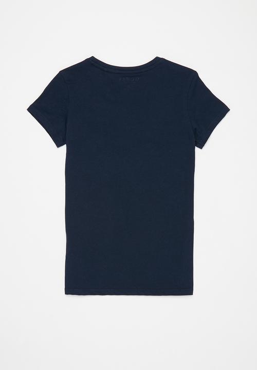 GUESS - Girls short sleeve script tri tee - blue