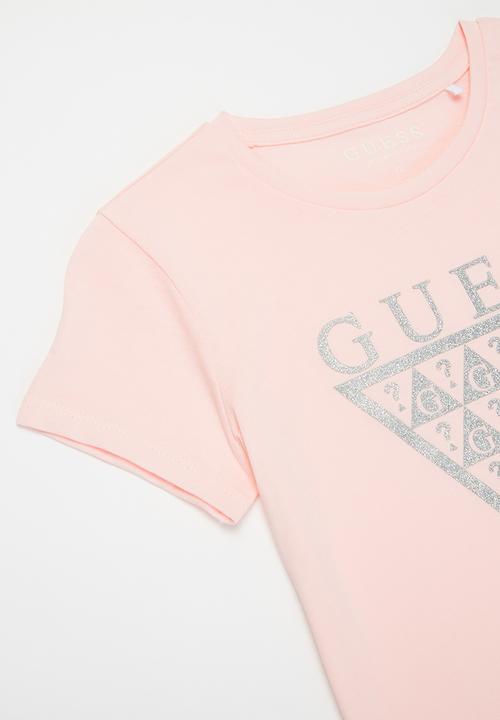 GUESS - Girls short sleeve glitter tri tee - pink