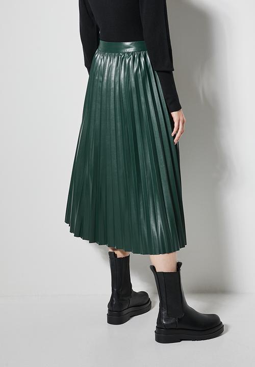 Superbalist - Pu pleated skirt - bottle green