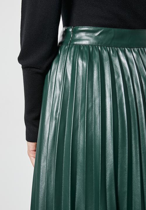 Superbalist - Pu pleated skirt - bottle green
