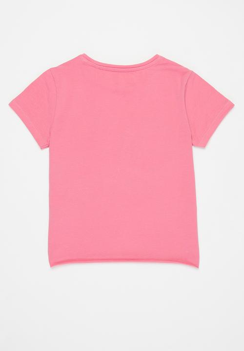 GUESS - Girls short sleeve tri Jamie cropped tee - pink