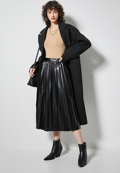 Superbalist - Pu pleated skirt - black