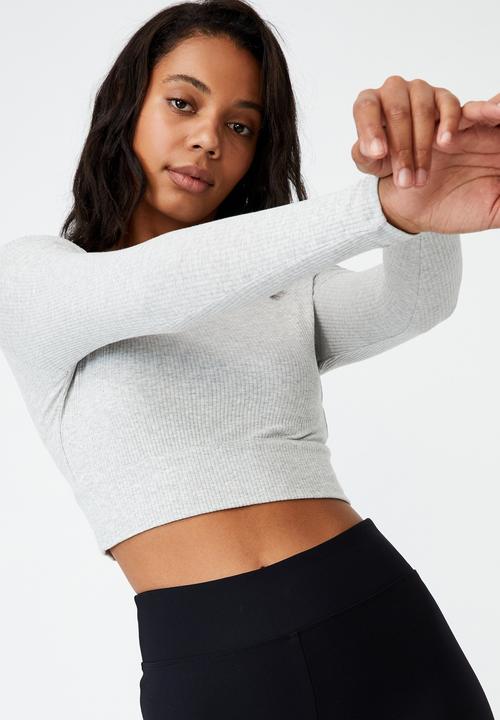 Cotton On - Georgie ribbed long sleeve crew - light grey marle