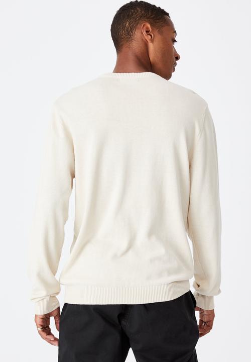 Cotton On - Lightweight crew knit - ecru